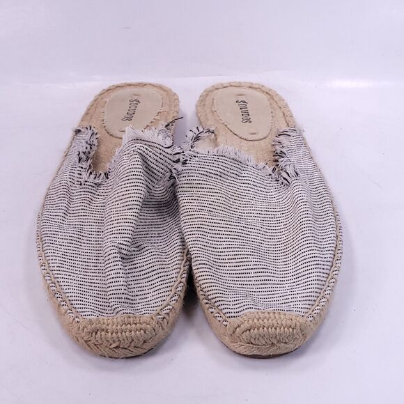 Soludos Slip on Casual Canvas Flat Shoe Womens Size 10 Black White - Picture 2 of 8